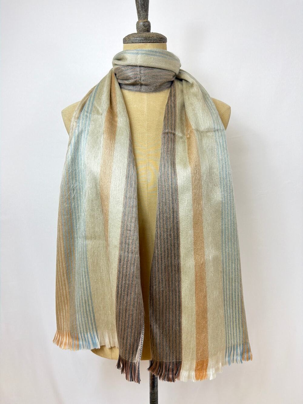 NWT Shupaca Alpaca Blend Fringe Scarf Unisex Long TAN  Warm Winter Wrap Shawl